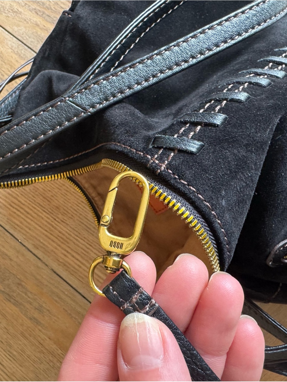 HOBO Merrin Convertible Backpack — Black with Gold Hardware - Picture 7 of 10
